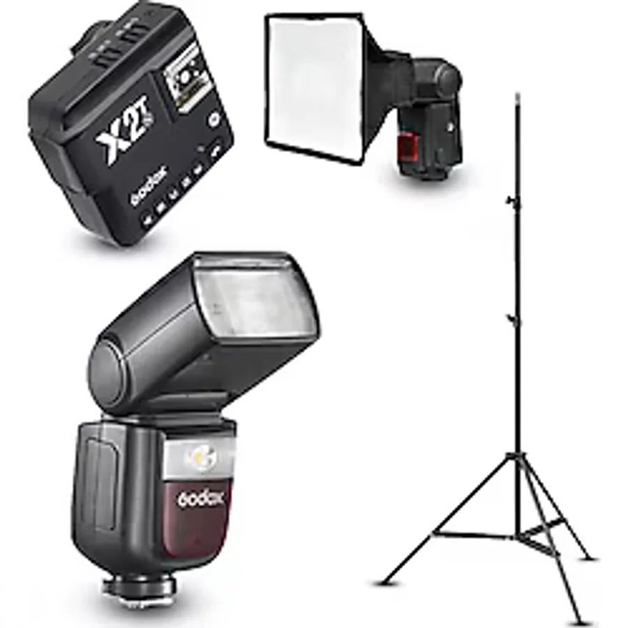 Godox V860III-N Nikon Flaş Full Set (Tepe Flaş + Tetikleyici + Tripod + Softbox)