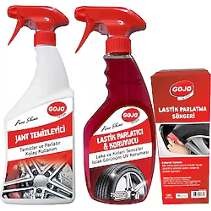 Gojo Lastik Parlatıcı 750 ML + Jant Temizleyici 750 ML + Lastik Parlatma Süngeri