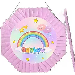Gökkuşağı Pinyata 42cm + Sopası Doğum Günü Eğlencesi Pinyata patlatma parti zamanı