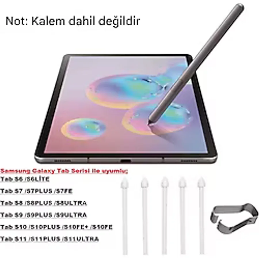 gökmer Samsung Galaxy TabS10/S10 FE/S10Ultra/S10Plus Yedek Kalem Ucu 5 TANE(Ekranı Kirletmez) S PEN UYUMLU