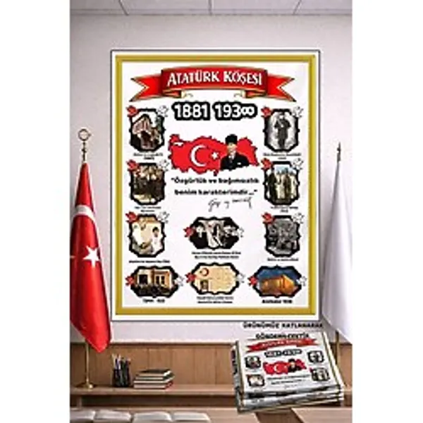 Göktuğ Hediyelik Atatürk Köşesi Vinil Baskı Okullar İçin 100x80