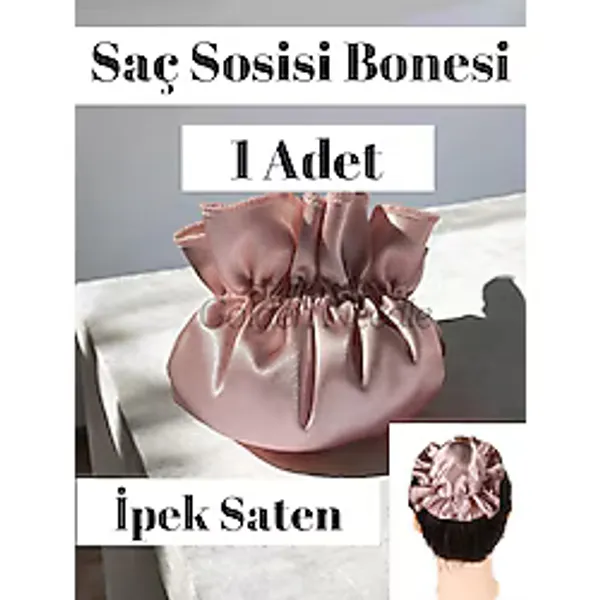Golden Needle İpek Saten Saç Sosisi Bonesi Çift Taraflı 1 Adet Pudra Pembesi Küçük Bone