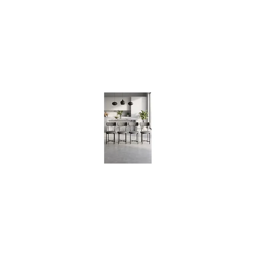 GOLDFALEZ Sandalye 4 Adet Keten Kumaş Metal Ayak Modern Mutfak Sandalyesi Cafe Balkon Ofis Teddy 9809 Antrasit