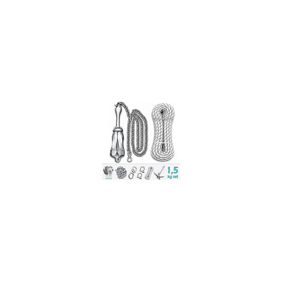 Goldsea Marine Tekne ve Şişme Bot İçin Hazır Çapa Seti 1.5KG Şemsiye Çapalı - 1.5 Kg Set