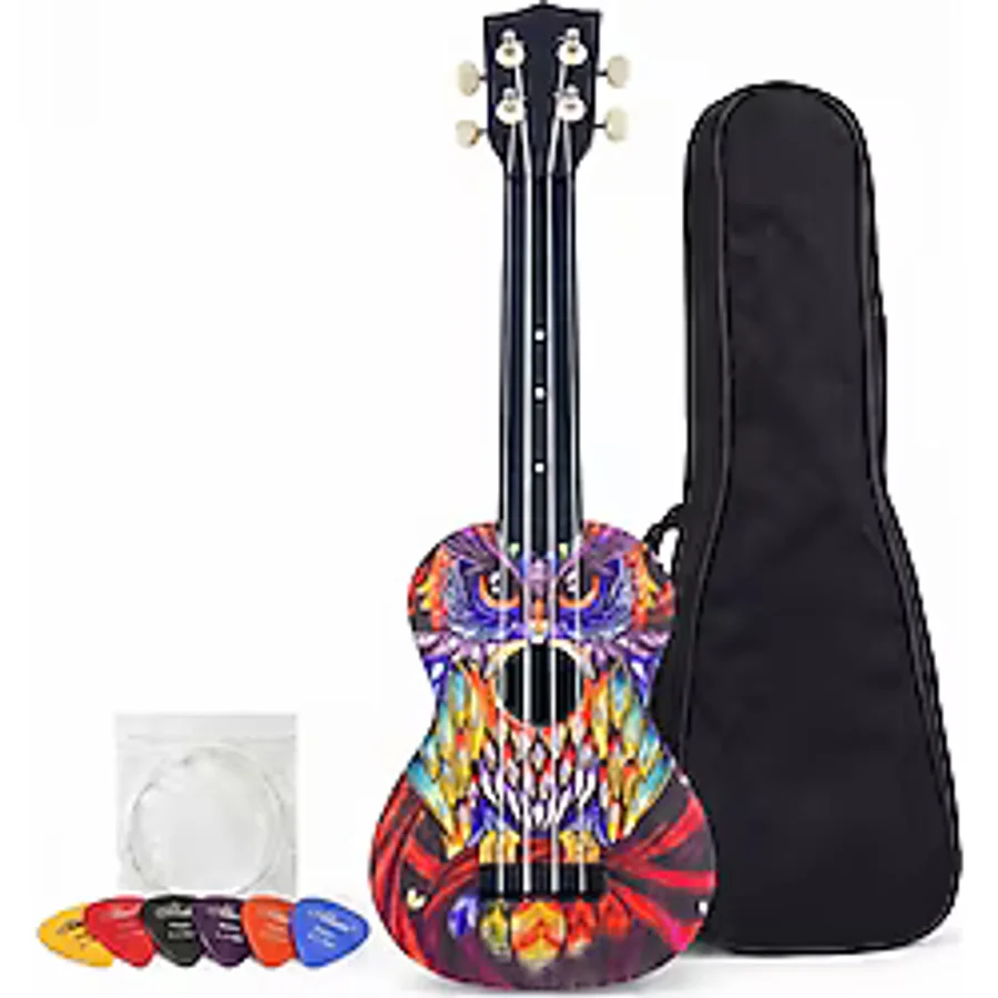 Gonzales Soprano Ukulele Tribal Baykuş Desen Kapak