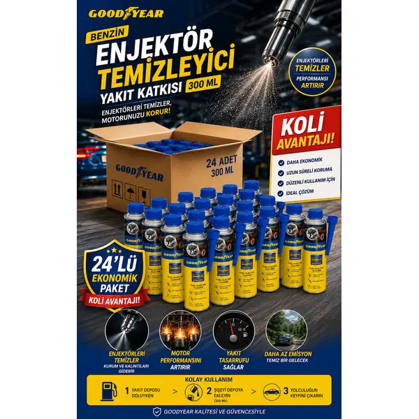 Goodyear 24'Lü Benzin Enjektör Temizleyici Yakıt Katkısı 300 Ml