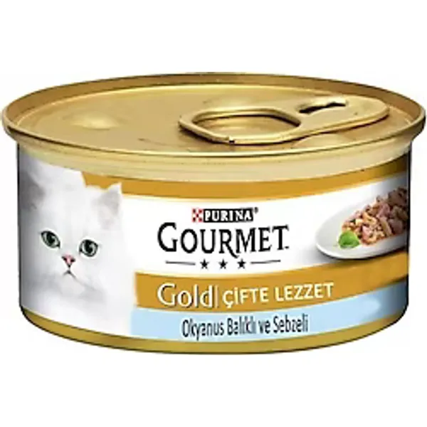 Gourmet Gold Çifte Lezzet Okyanus Balıklı ve Sebzeli 85 gr Yetişkin Konserve Kedi Maması