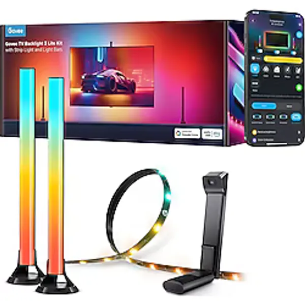 Govee TV Backlight 3 Lite Kit + 2'li Aydınlatma Bar RGBICW H605A 55-65 inç TV Arkası LED Aydınlatma