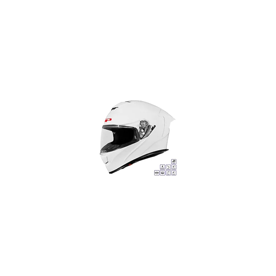 Gp Kompozit MKS008-PW Yarış Spoiler Güneş Vizörlü Şeffaf Full Face Motosiklet Kaskı - 2XL - Çok Renkli