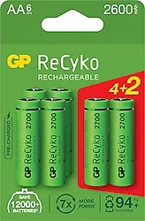 GP Recyko 2700 Serisi 2600 mAh 6'lı Şarjlı AA Kalem Pil