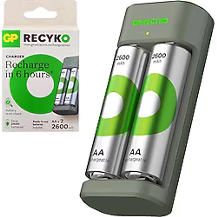 Gp Recyko Pil Şarj Aleti 2Li Aa + 2Xaa 2600 Mah Pil Hediye