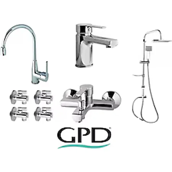 Gpd Solus 8 Parça Krom Armatür Musluk Batarya Banyo Seti