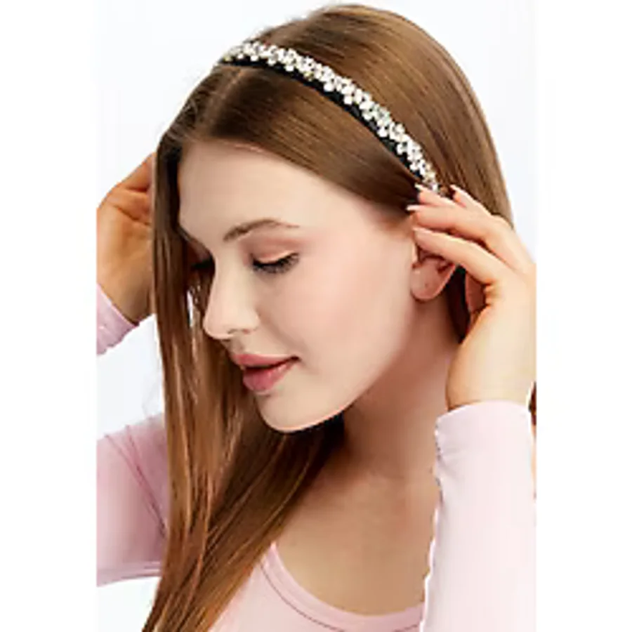 Grace Beauties Kristal Taşlı Siyah Saten Taç