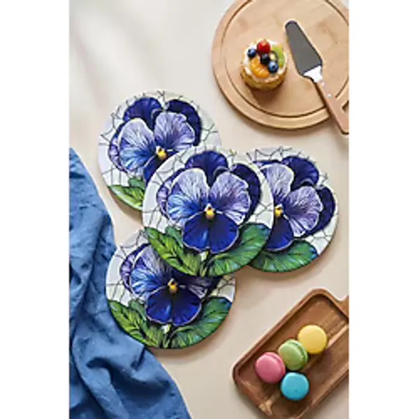Grandora Mor Çiçek Desenli (6 Adet 20 Cm) Pasta Veya Tatlı Tabağı Modern Şık Sunum Tabağı