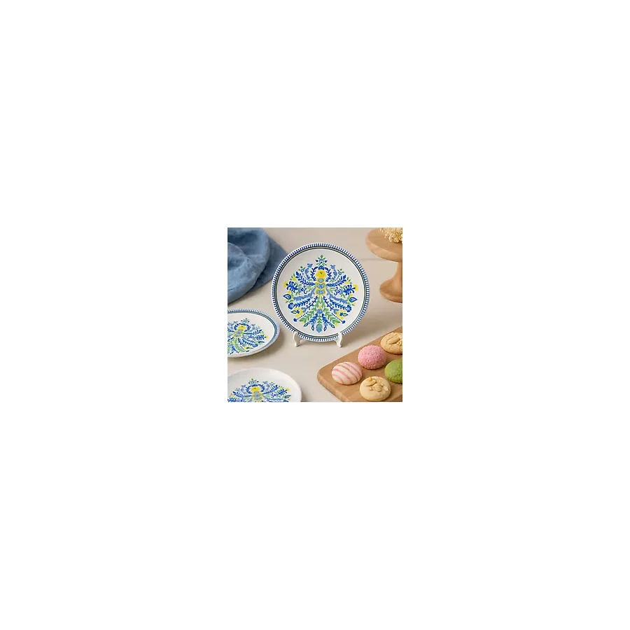 Grandora Renkli Desenli 6'lı Pasta Servis Tabağı (20 Cm) - Şık Çiçekli Pasta ve Tatlı Tabağı Seti