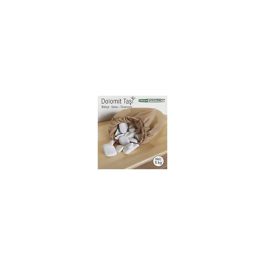 Green Efficiency Beyaz Dolomit Taşı 5kg 10KG 20KG 2-4 cm Saksı Üstü Dekoratif Çakıl Taşı Teraryum Bahçe Peyzaj ve Akvaryum Taş - 5 kg