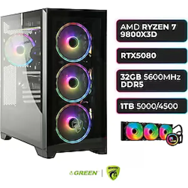 Green Grıffın G9 Rtx 5080 Ryzen 7 9800X3d 32 Gb DDR5 Ram 1Tb Ssd Sıvı Soğutucu Oyuncu Oem Paket