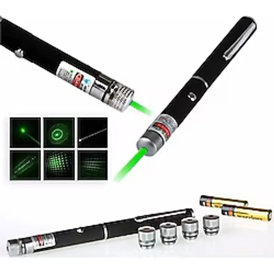 Green Laser Pointer Yeşil Kalem Tipi Lazer 5 Başlıklı