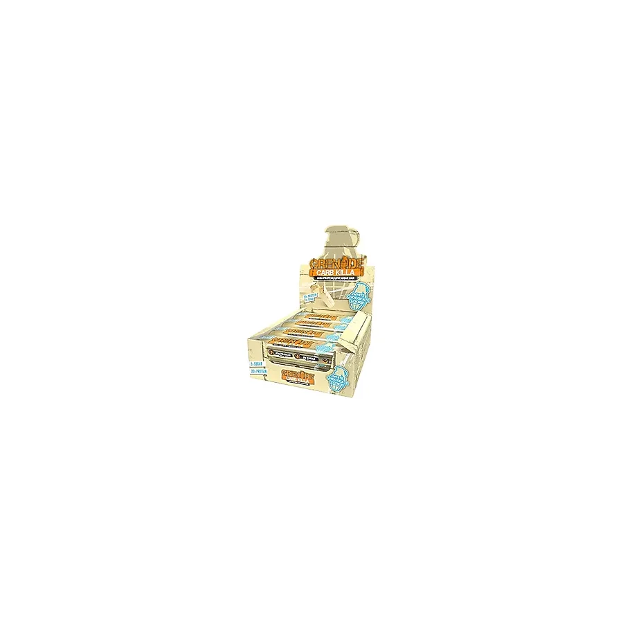 GRENADE Protein Bar 60 g x 12 Adet - Yüksek Protein, Düşük Şekerli Sporcu Barı, Diyet Dostu Atıştırmalık (Beyaz Çikolata&Kurabiye)