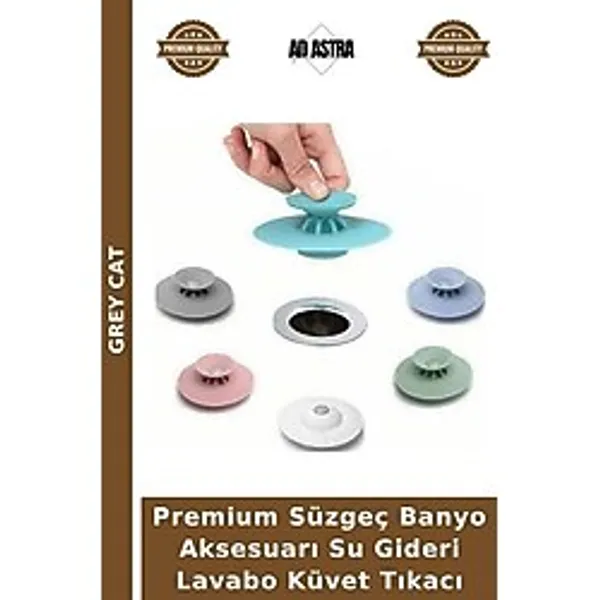 Grey Cat Premium Süzgeç Banyo Aksesuarı Su Gideri Lavabo Küvet Tıkacı - Çok Renkli - Tek Ebat