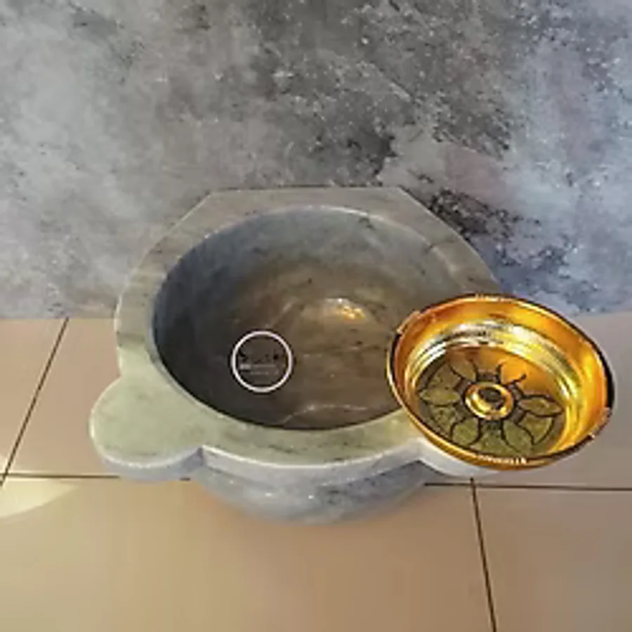 Gri Düz Mermer Kurna