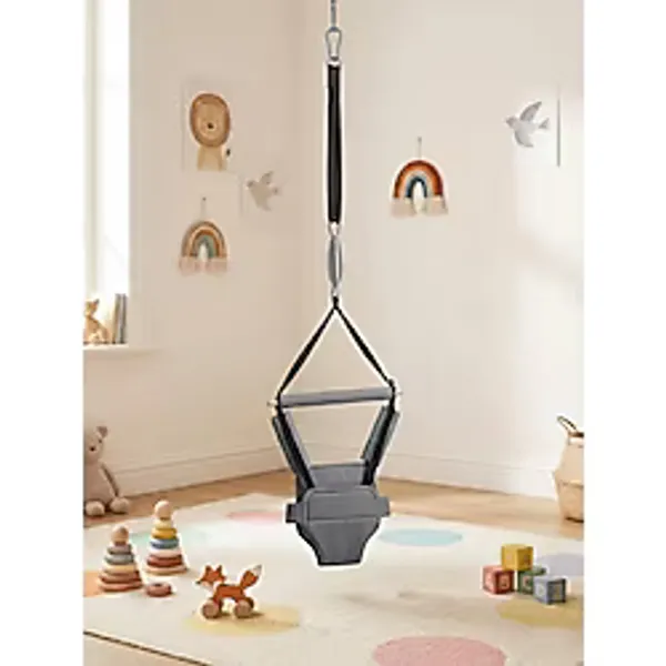 Gri, Hoppala Zıpzıp - Tavana Asılan Yaylı Bebek Salıncağı - Ergonomik Konforlu Tasarım