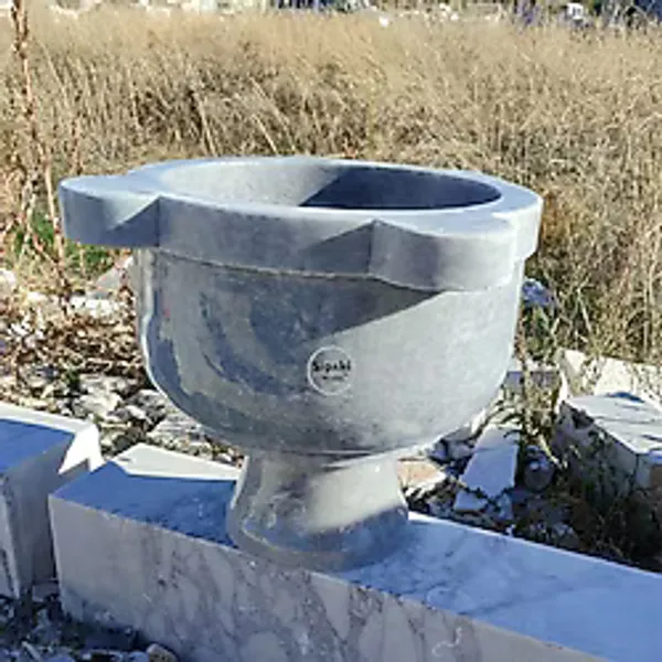 Gri Mermer Gider Delikli Yüksek Ayaklı Düz Kurna