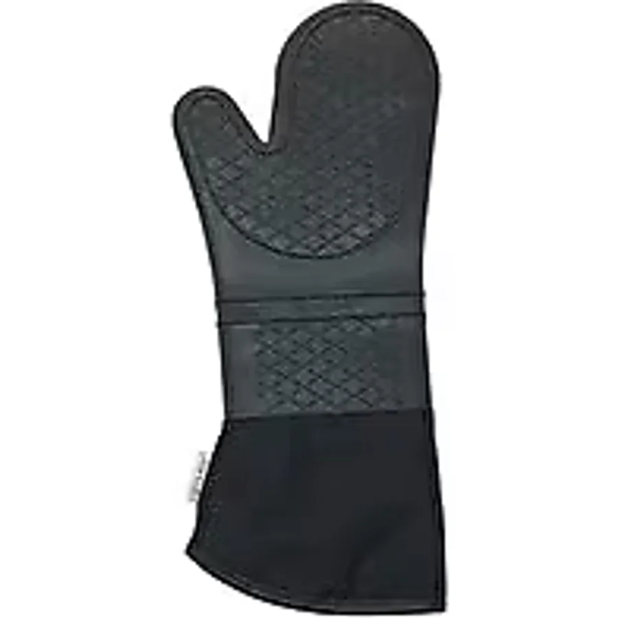 Gri Silikon Yanmaz Yapışmaz Isı Yalıtımlı Mutfak Fırın Eldiveni, Döküm Tencere Sahan Tutacağı, 37 Cm