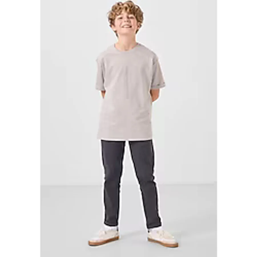 Gri Standart Fit Dokuma Hafif Esnek Chino Erkek Çocuk Pantolon - 11272 - 12 - 13 Yaş