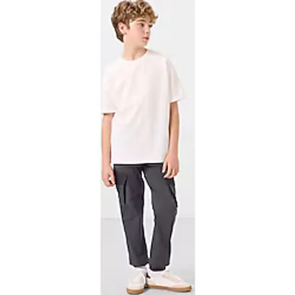 Gri Standart Fit Dokuma Hafif Esnek Chino Erkek Çocuk Pantolon - 11272
