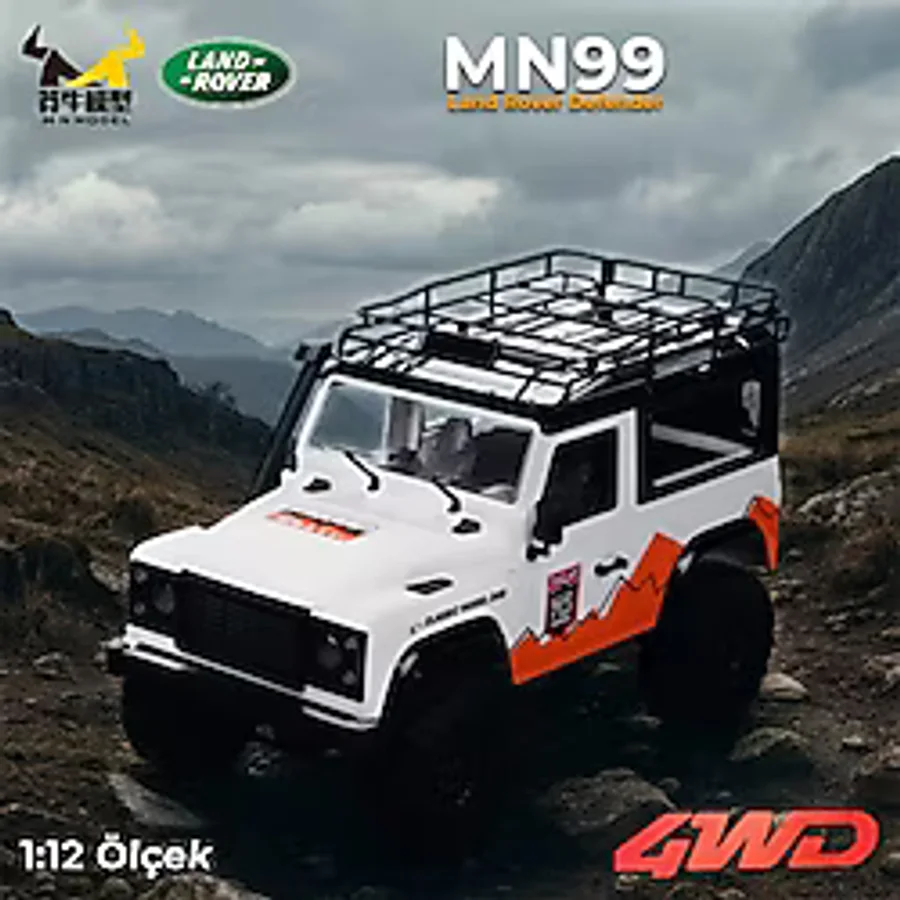 Groove MN Model MN99 V2 1/12 Land Rover Defender D90 4WD RC Model Crawler Offroad Uzaktan Kumandalı Araba Truck RTR Beyaz