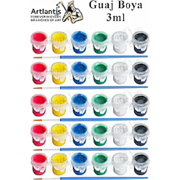 Guaj Boya 3 Ml 6 Renk Ve Resim Fırçası 5 Paket Mini Küçük Guaj Boya Etkinlik Boyama Boyası Su Bazlı Resim Okul Öncesi