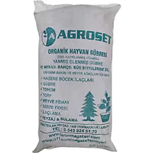 Gübre Hayvan Gübresi Büyükbaş Yanmış Elenmiş 60 Litre Agroset