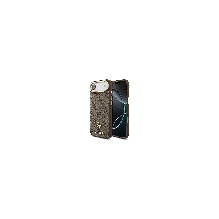 Guess İphone 17 Air 4g Yazı Logolu 3in1 Kahverengi Telefon Kılıfı + Ekran Ve Lens Koruyucu Set