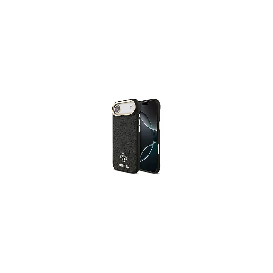 Guess İphone 17 Air 4g Yazı Logolu 3in1 Telefon Kılıfı + Ekran Ve Lens Koruyucu Set - Siyah