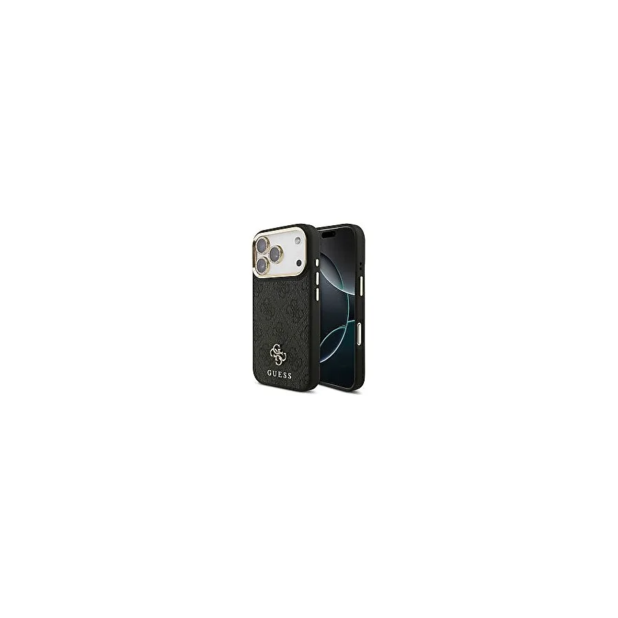 Guess İphone 17 Pro 4g Yazı Logolu 3in1 Telefon Kılıfı + Ekran Ve Lens Koruyucu Set - Siyah