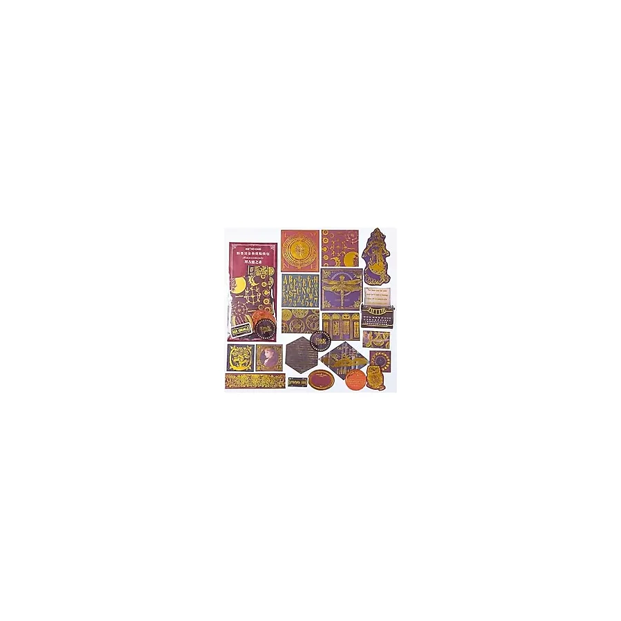 GUGUK Nature Temalı Vintage Altın Damga Sticker Seti Bullet Journal