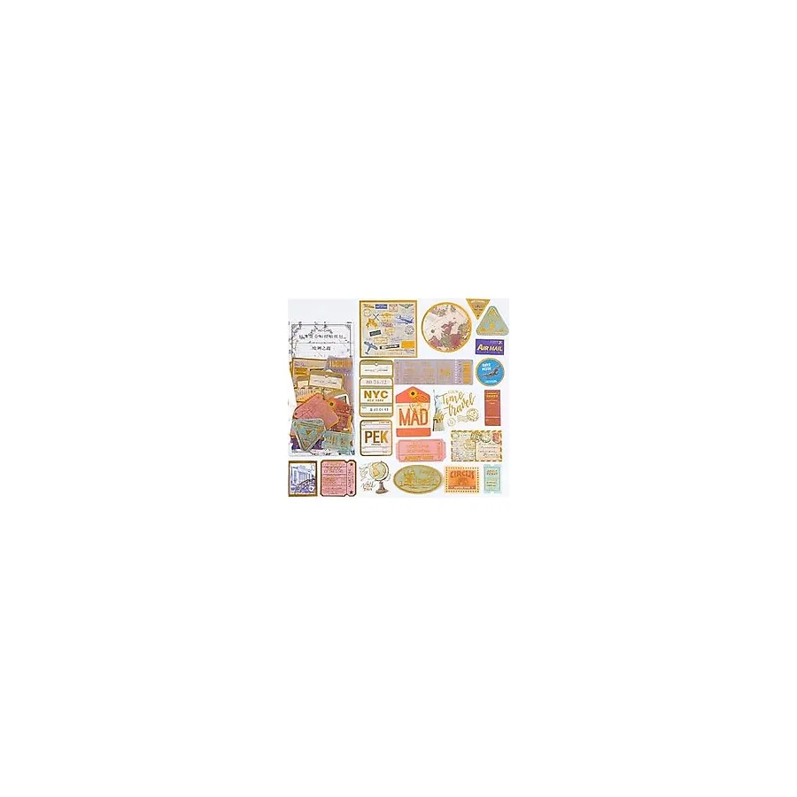 GUGUK Travel Temalı Vintage Altın Damga Sticker Seti Bullet Journal