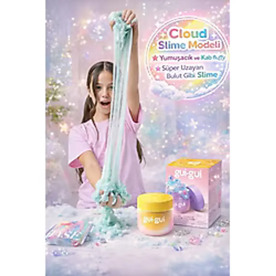 Gui Gui Beautify Your Slime Cloud Slime Seti Figürlü Dekorlu Saklama Kaplı DIY Oyuncak - 1 ADET