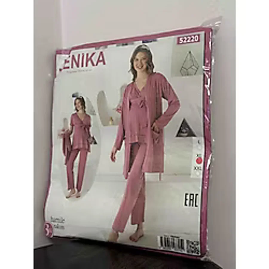 Gül Kurusu Hamile & Lohusa Pijama Takımı Yumuşak Kumaş 3'lü Set
