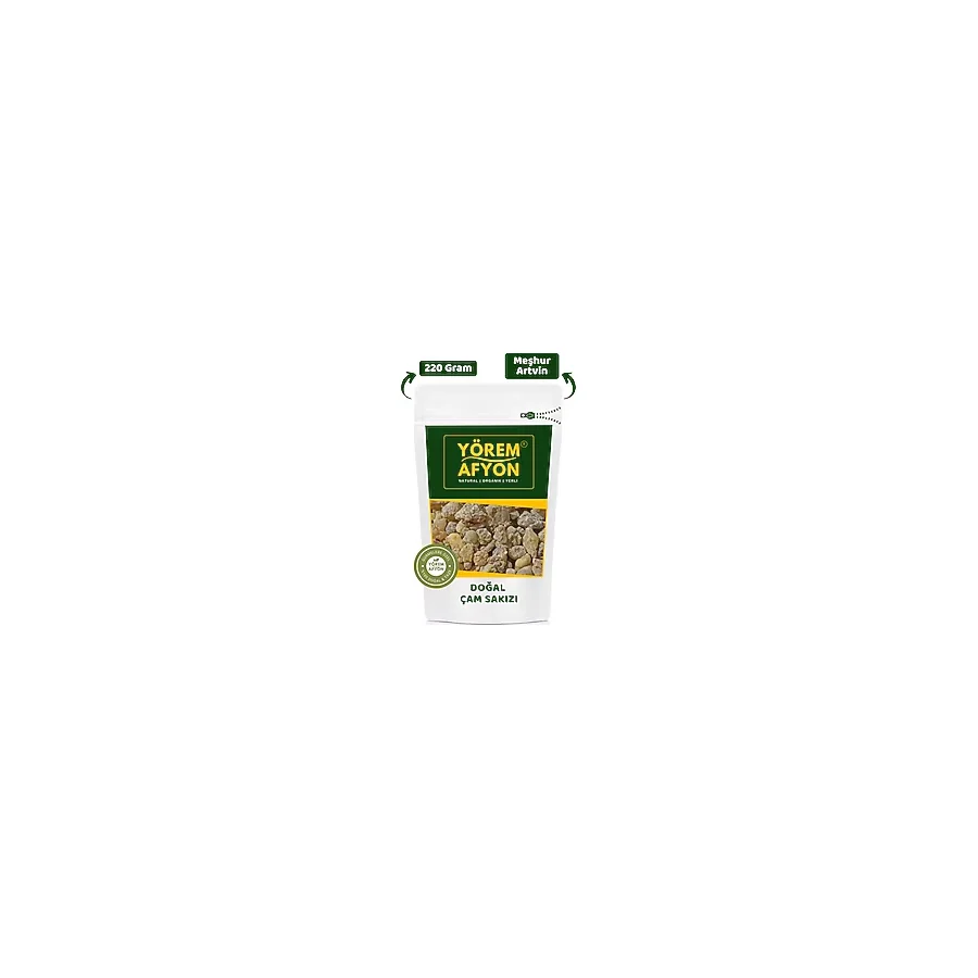Gülçehre Yörem Afyon Meşhur Artvin Borçka Yöresinden 1200 Rakım Hasadı Doğal Çam Sakızı, Reçine (Pinus Nigra) 220GR. - 220 gr