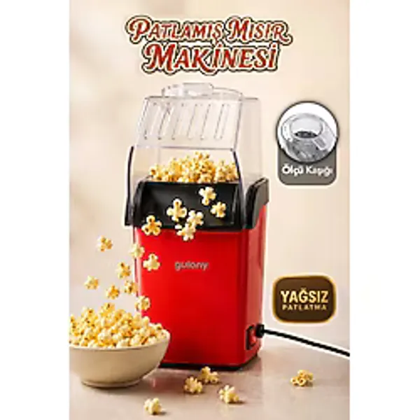 Gulony Mısır Patlatma Makinesi - Yağsız Pişirme Ev Tipi 5 Dakikada Hızlı Popcorn Patlatma Makinesi