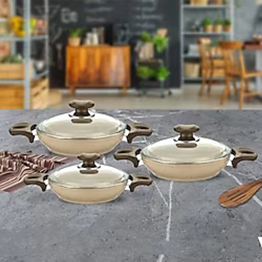 Gülsan Safran 6 Parça 3'lü Granit Sahan Seti