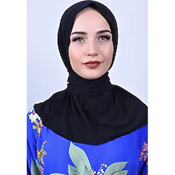 Gültopu Eşarp & Şal Kadın Tesettür Çıtçıtlı Boyunluk Hijap Bone Şal - Siyah