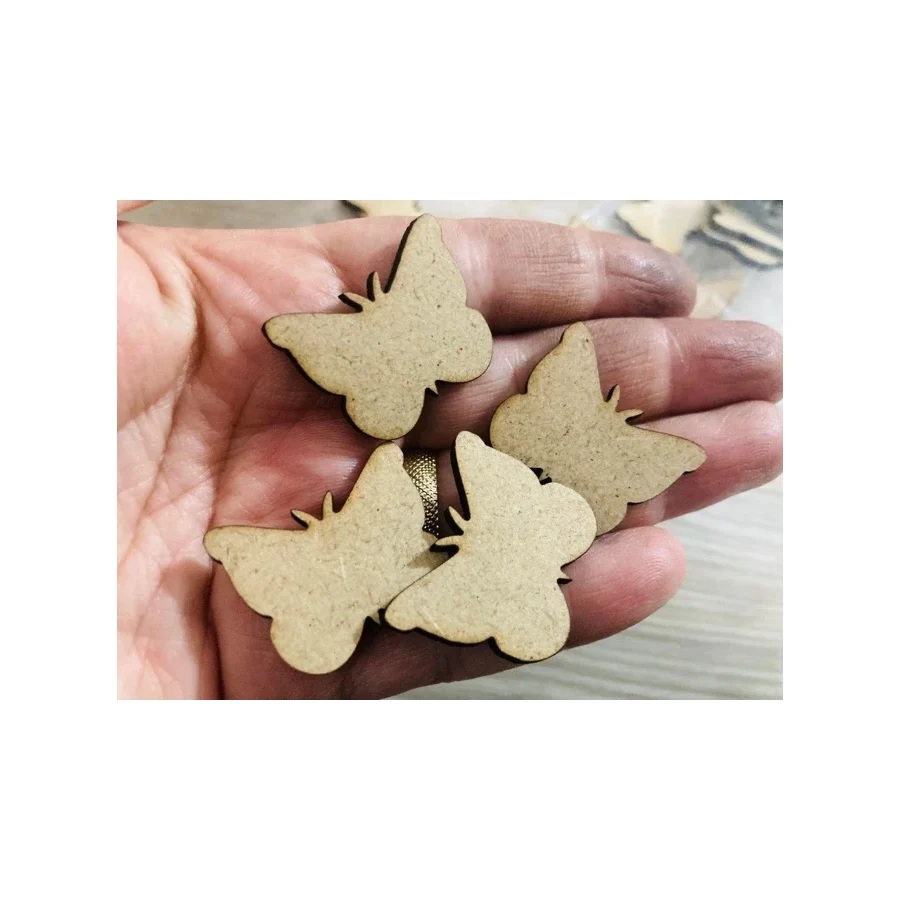 Gülüş Lazer Kesim 25 Adet Ahşap 3 Cm Boyanabilir Kelebek Hediyelik Süsleme Ürünü Ahşap Kelebek
