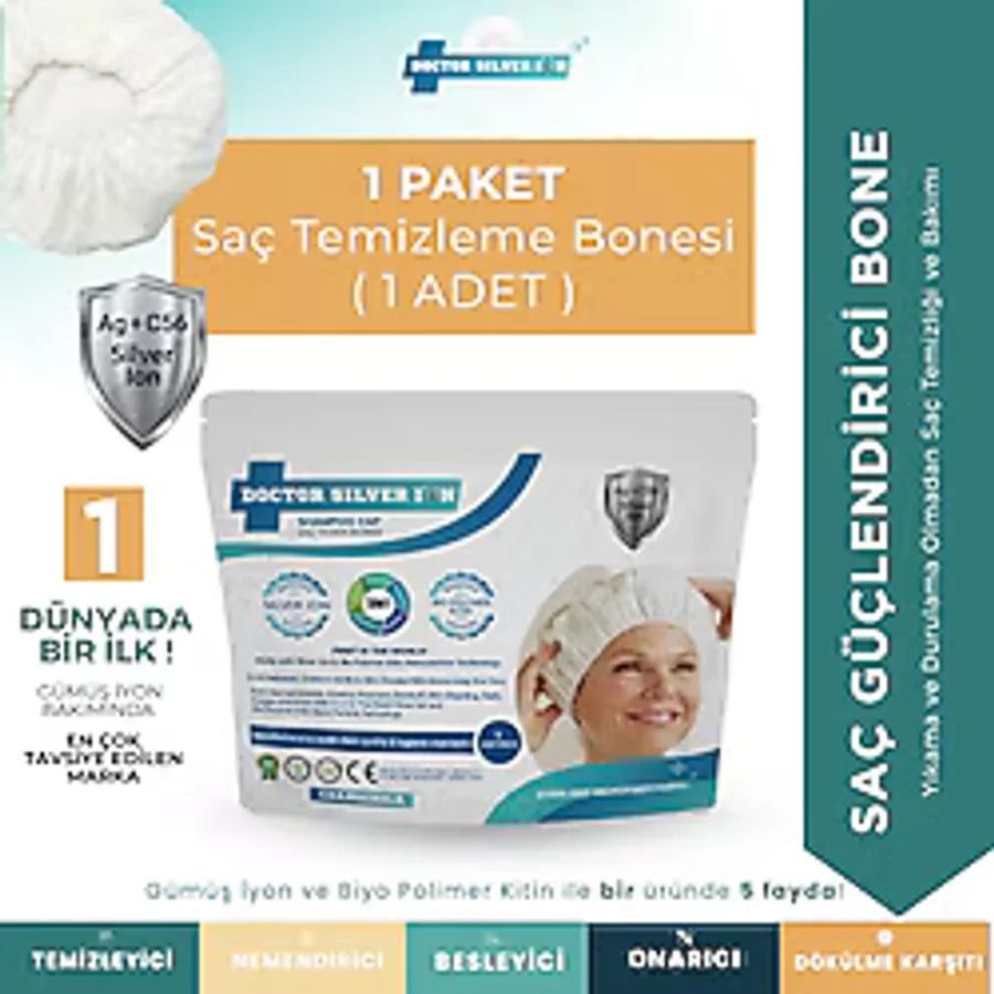 Gümüş Iyon & Biyopolimer Kitin Duruluma Gerektirmeyen Saç Bonesi