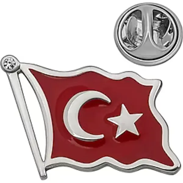 Gümüş Türk Bayrağı Rozet SL7126