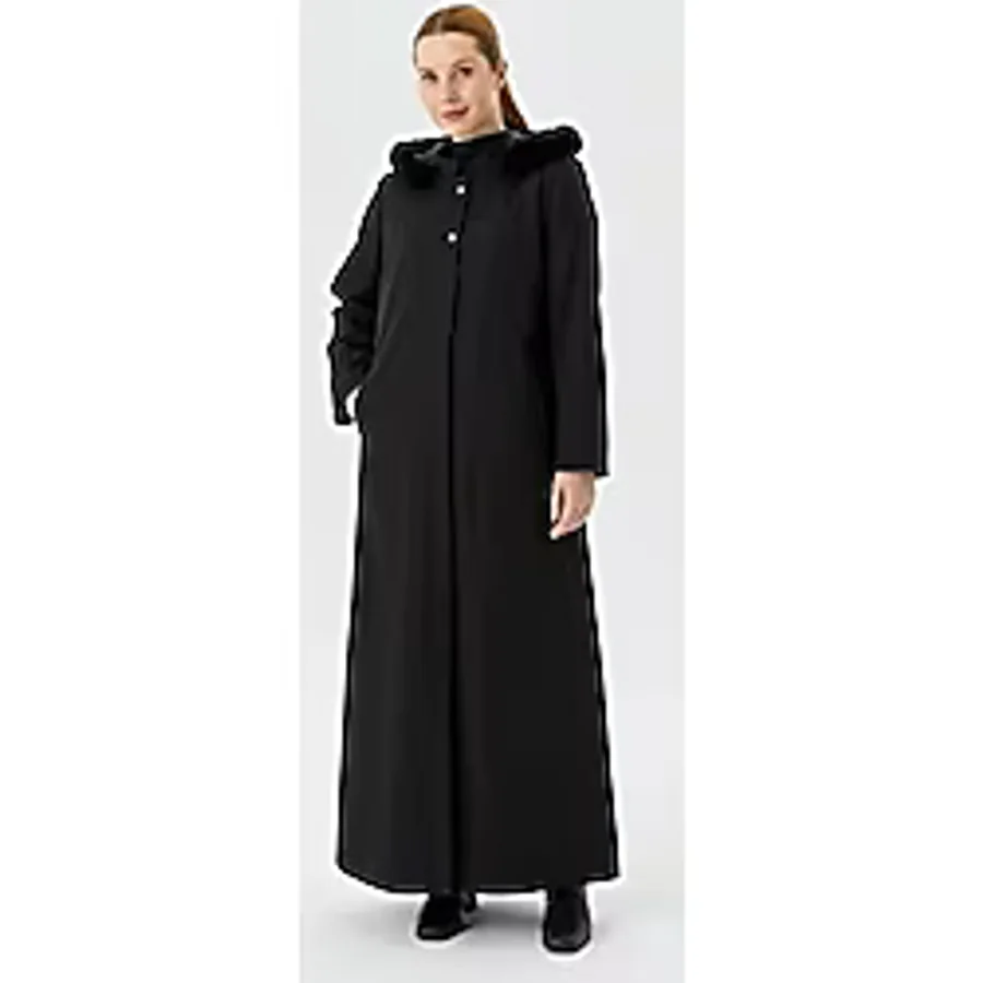 Günay Karaca Kışlık Kadın Pardesü Su İtici Polyester Karışımlı Kumaş Basic Siluet 20231 - Siyah - 40