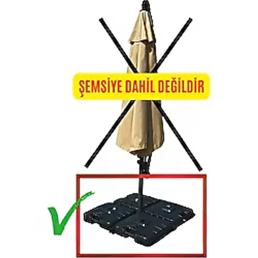 Gunbo Home Ampul Şemsiye Ağırlık Bidonu 4 Set Parasol - Garden Yandan Kollu Şemsiye Ağrılık Seti Siyah