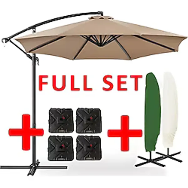 Gunbo Home Full Set 3 mt 8 Kaburga Full Demir 21 kg Bahçe Şemsiyesi Havuz Şemsiyesi, Teras Şemsiyesi, Büyük Şemsiye, Yandan Kollu Şemsiye, Parasol - Bej